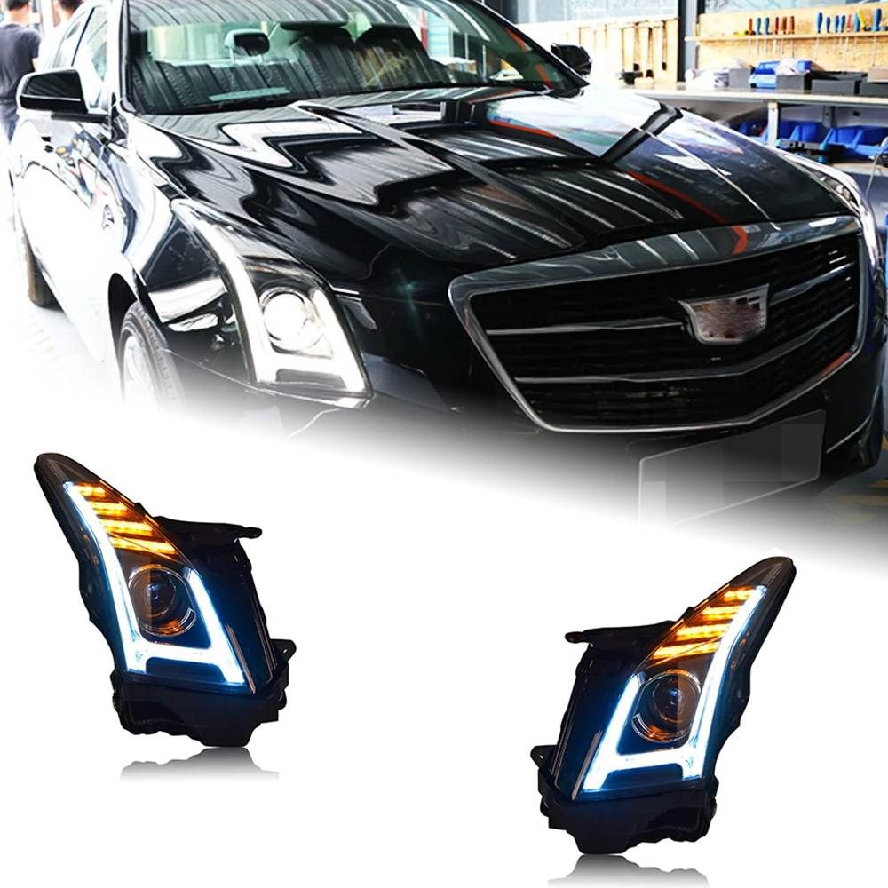 AKD Head Lamp for Cadillac ATS LED Headlight 2014-2018 Headlights ATS-L DRL Turn Signal High Beam Angel Eye Projector