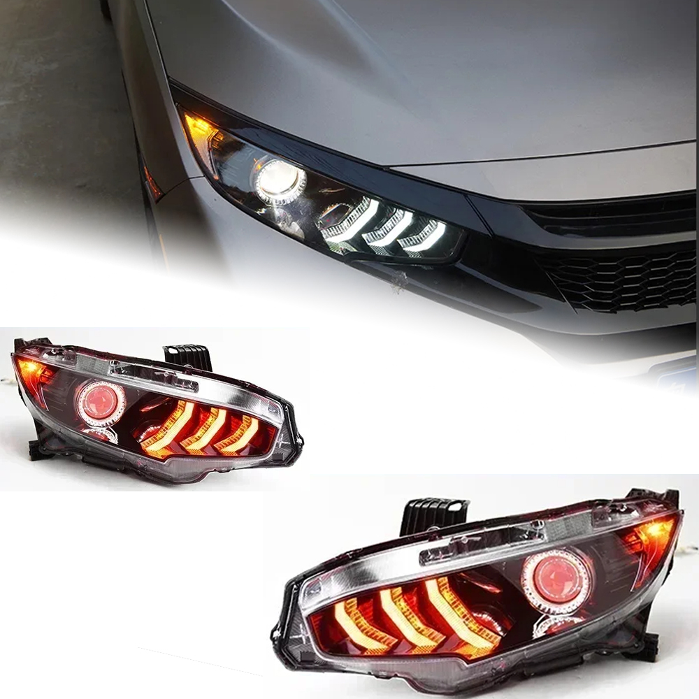 AKD Car Styling Headlights for Honda CIVIC X G10 Mustang LED Headlight 2016-2021 Head Lamp DRL Signal Projector Lens Automotive