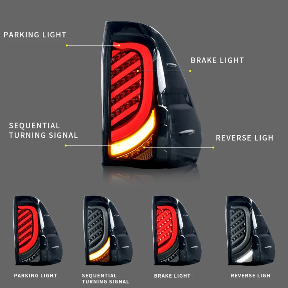 AKD Tail Lamp for Toyota Hilux LED Tail Light 2015-2020 Hilux Rear Fog Brake Turn Signal Automotive Accessories