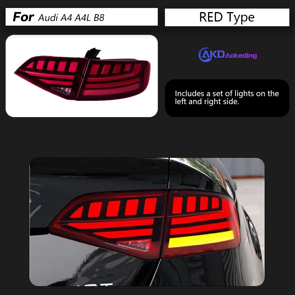 AKD Tail Lamp for Audi A4 B8 LED Tail Light 2009-2012 A4L Rear Fog Brake Turn Signal Automotive Accessories