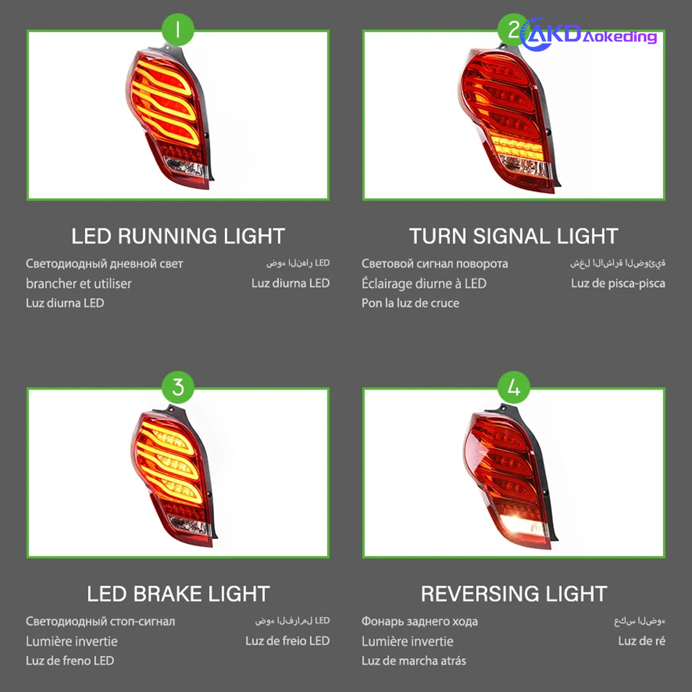 AKD Car Styling for Chevrolet Spark Tail Lights 2012-2017 New Spark LED Tail Lamp DRL Signal Brake Reverse auto Accessories