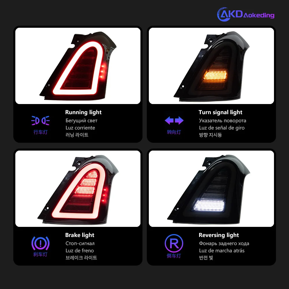 AKD Car Styling for Suzuki Swift Tail Lights 2004-2017 Swift LED Tail Light Rear Lamp DRL Signal Brake Reverse auto Accessories