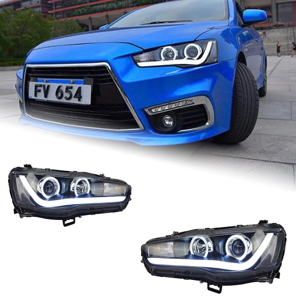 AKD Head Lamp for Mitsubishi Lancer LED Headlight 2009-2016 Headlights Lancer EX DRL Turn Signal High Beam Angel Eye Projector