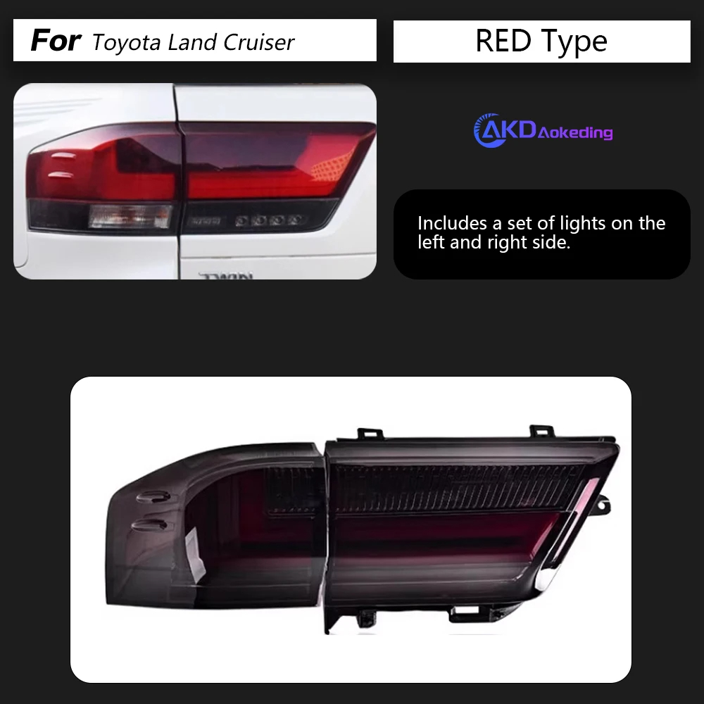 AKD Tail Lamp for Toyota Land Cruiser LED Tail Light 2022-2024 Land LC300 Rear Fog Brake Turn Signal Automotive Accessories