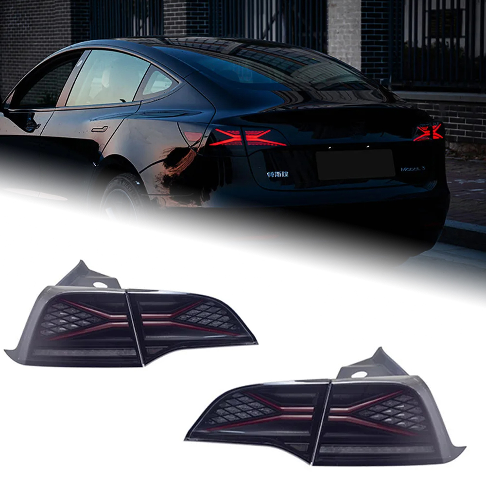 AKD Tail Lamp Tesla Model 3 LED Tail Light Model3 Model Y Rear Fog Brake Turn Signal Automotive Accessories