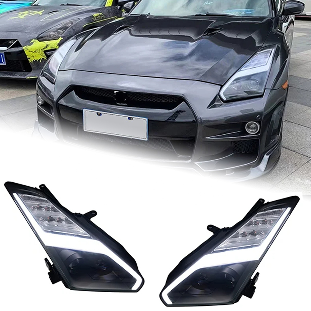 AKD Car Styling Head Lamp for Nissan GT-R Headlights 2007-2015 GTR LED Headlight DRL Angel Eye Hid Bi Xenon Auto Accessories