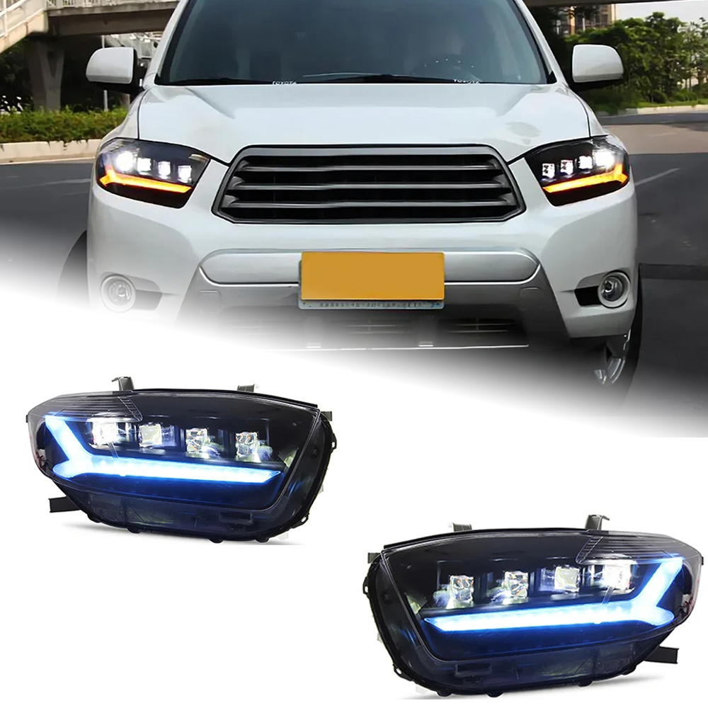 AKD Car Lights For Toyota Highlander 2009-2012 Kluger LED Headlights Assembly Upgrade Projector 4 Lens Dynamic Signal Lamp Tool Accessories