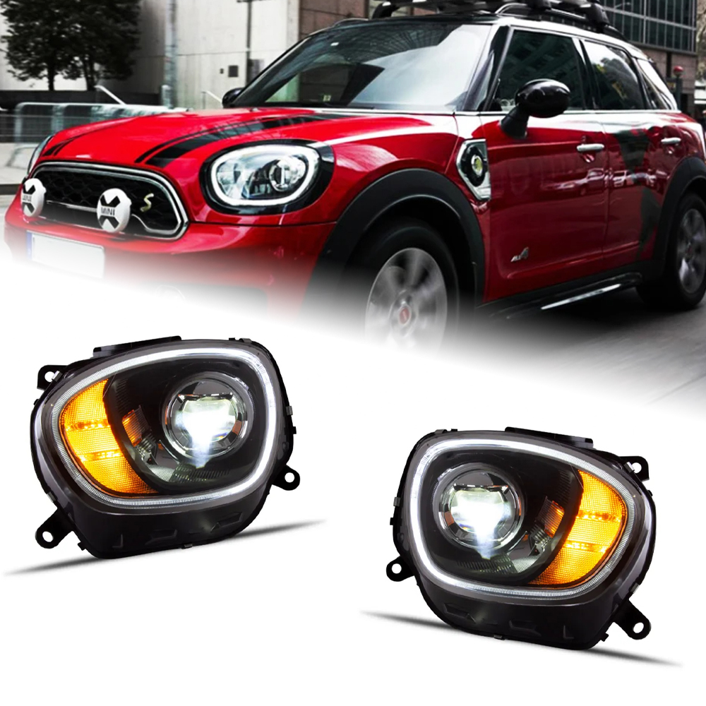 AKD Head Lamp for MINI Countryman F60 LED Headlight 2017-2021 Headlights F60 DRL Turn Signal High Beam Angel Eye Projector Lens