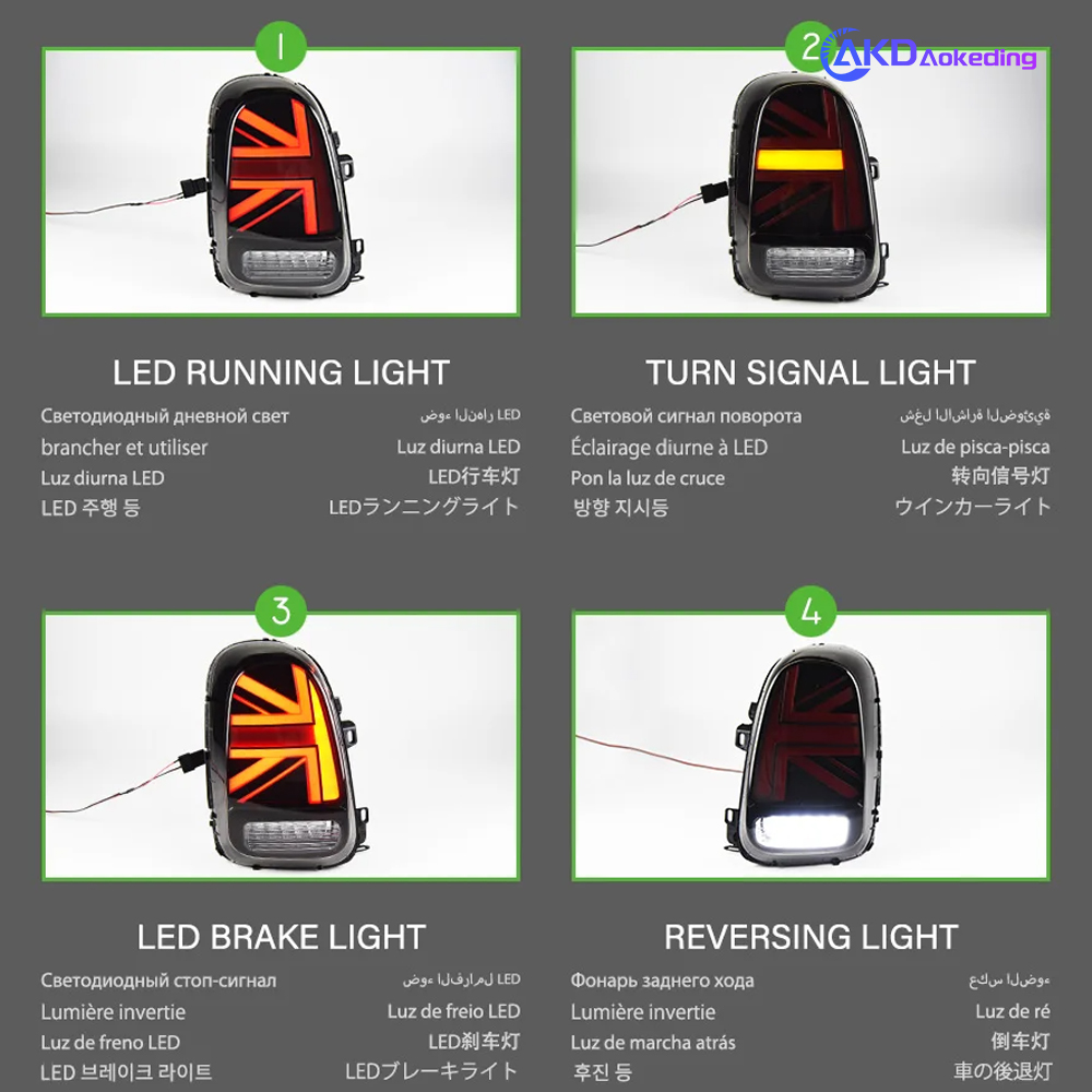 AKD Tail Lamp for MINI Countryman F60 Tail Lamp LED Tail Light 2014-2021 F60 Rear Fog Brake Turn Signal Automotive Accessories