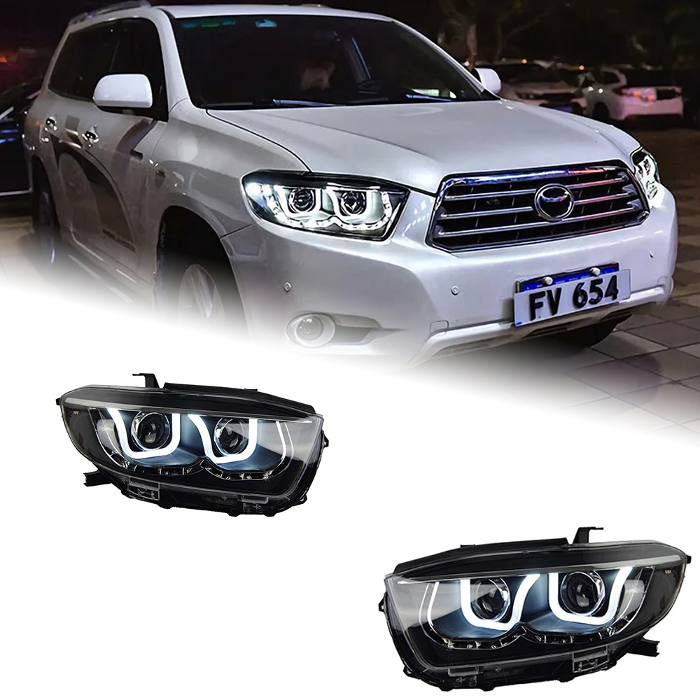 AKD Car Lights for Toyota Highlander 2009-2012 Kluger LED Headlight Assembly Upgrade Angel Eyes Design Bifocal Lens Signal Lamp Accessories