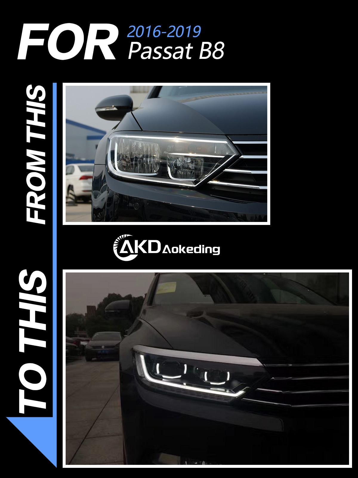 AKD Car Styling Headlights For Passat B8 LED Koplamp Projector Lens 2016-2019 Versie Magotan Upgrade Hid Dynamische Auto DRL Automotive Accessoires