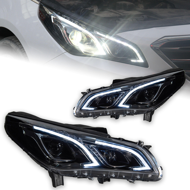 AKD Car Lights for Sonata 9 2015-2018 9th LED Auto Headlights Assembly Upgrade E-Class Design Bifocal Lens Exterior Accessories