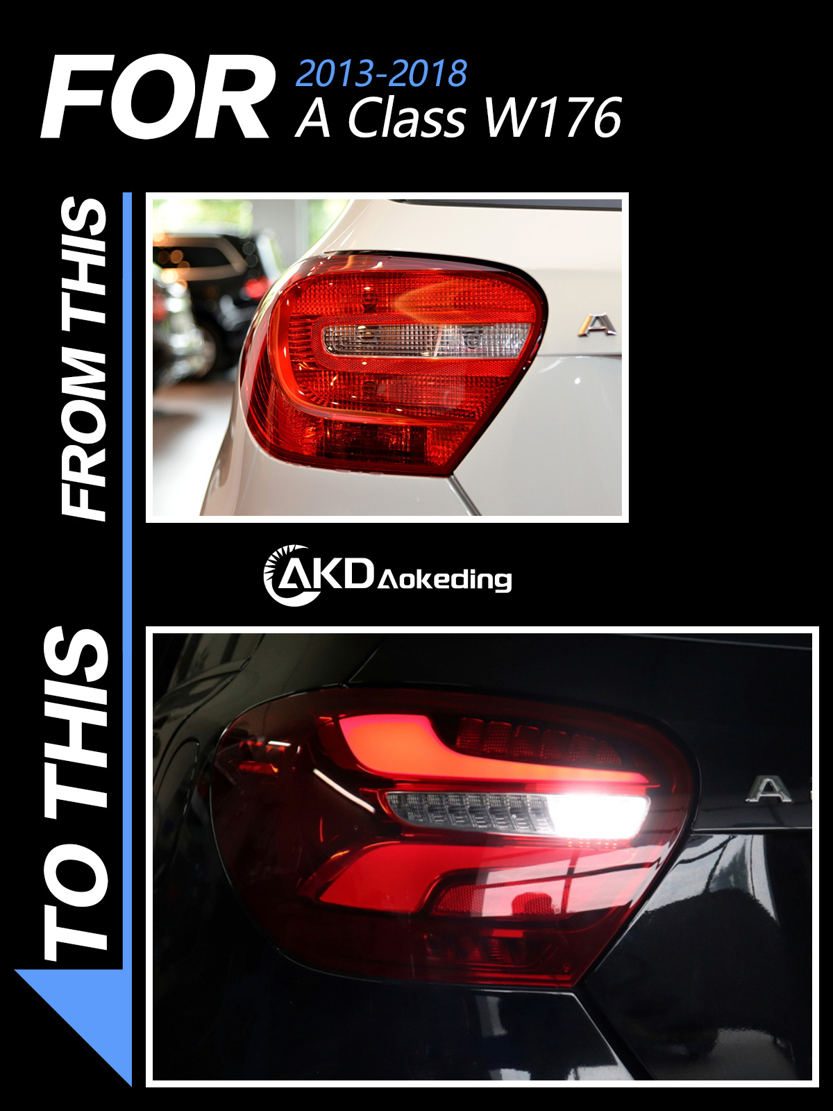 AKD Car Styling Head Lamp For Benz W176 LED Taillights 2013-2018 A-Class Tail Lamp DRL Dynamic Turn Signal Reverse Auto Accessories