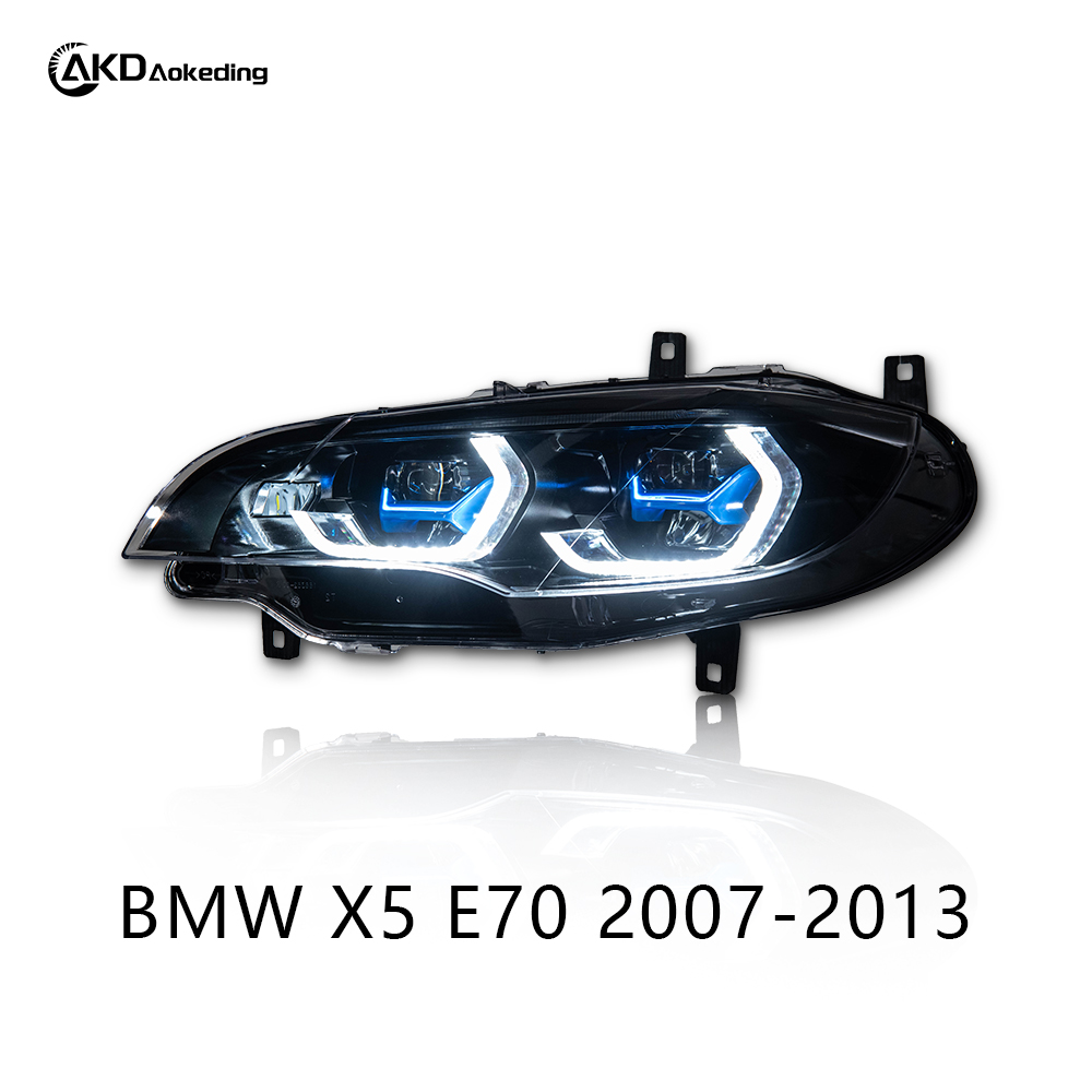 AKD Headlight Assembly Upgrade for 2007-2013 BMW X5 E70 Models: LED Laser Sequential Turn Signals, Daytime Running Lights, And Bi-xenon Projector Lenses.