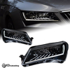 AKD Headlight Assembly Retrofit for 2016-2018 Skoda Models with LED Laser Sequential Turn Signals, Daytime Running Lights, And Bi-xenon Projector Lenses.