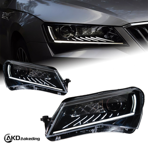 AKD Headlight Assembly Retrofit for 2016-2018 Skoda Models with LED Laser Sequential Turn Signals, Daytime Running Lights, And Bi-xenon Projector Lenses.