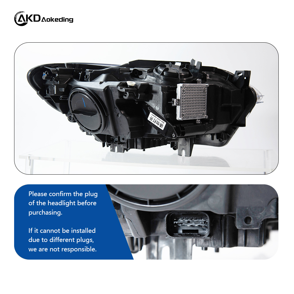 AKD Headlight Assembly Upgrade for 2012-2014 BMW 1 Series F20 Models: LED Laser Sequential Turn Signals, Daytime Running Lights, And Bi-xenon Projector Lenses.