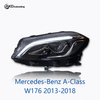 AKD Headlight Assembly Upgrade for 2013-2018 Mercedes-Benz A-Class W176 Models, Featuring LED Laser Sequential Turn Signals, Daytime Running Lights, And Bi-xenon Projector Lenses.
