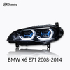 AKD headlight assembly retrofit for 2008-2014 BMW X6 E71 models, including daytime running lights, LED headlights, and turn signals.