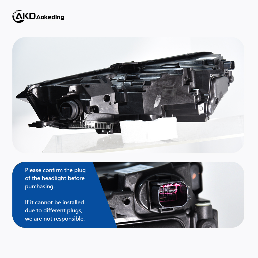 AKD headlight assembly modification for 2020-2023 Audi A4 models, RS4 model with flowing turn signals and LED bi-xenon projector headlights.