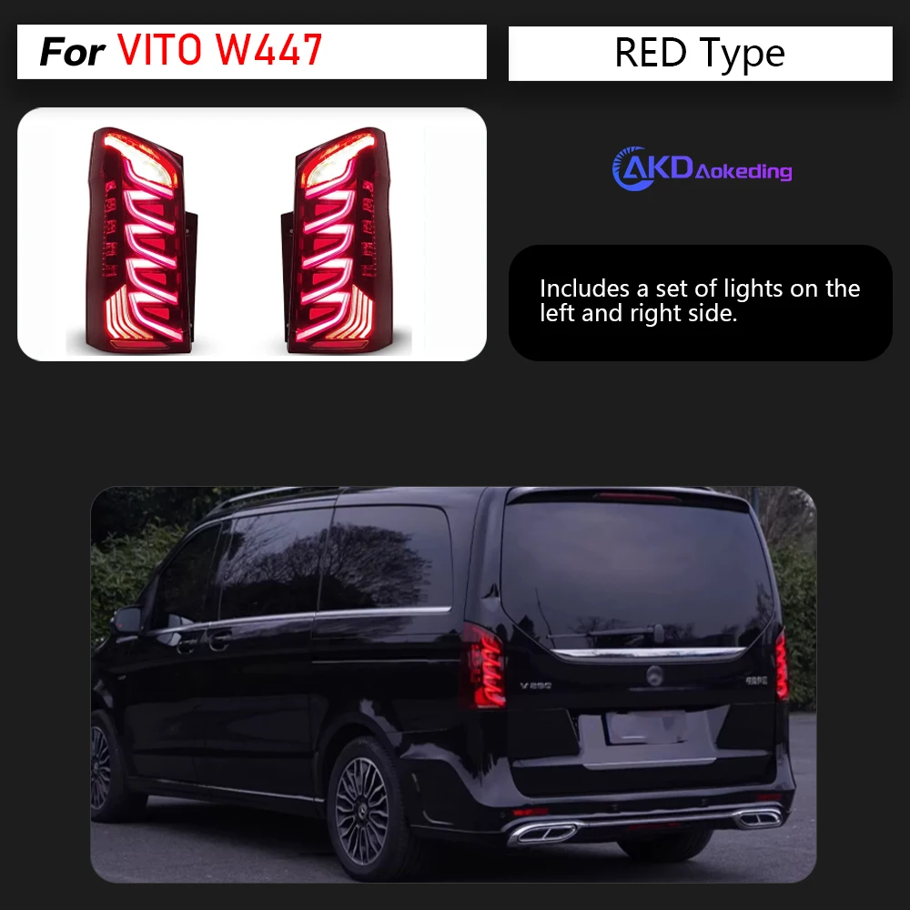 AKD Auto Styling Voor Benz Vito Achterlichten 2014-2020 W447 Led Achterlicht Drl Draai Dynamisch Signaal Rem Achteruit Auto Accessoires