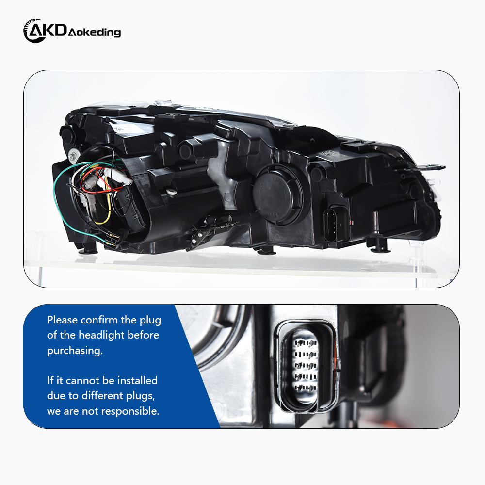 AKD headlight assembly upgrade for 2009-2012 Volkswagen Golf 6, and LED upgrade dual-lens lens parts for Golf 8.