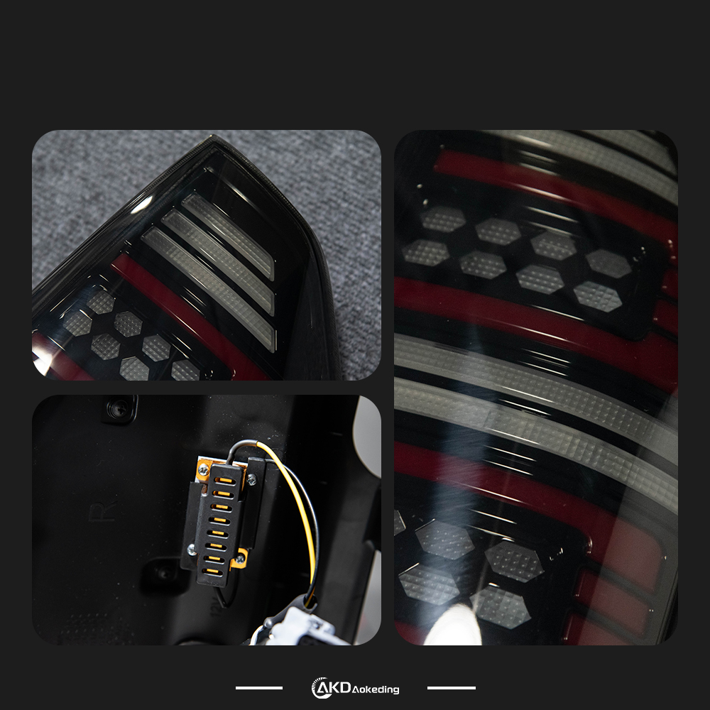 AKD is suitable for retrofitting the taillight assembly of 2009-2022 Mitsubishi Pajero V73 with scanning LED daytime running lights and sequential turn signals.