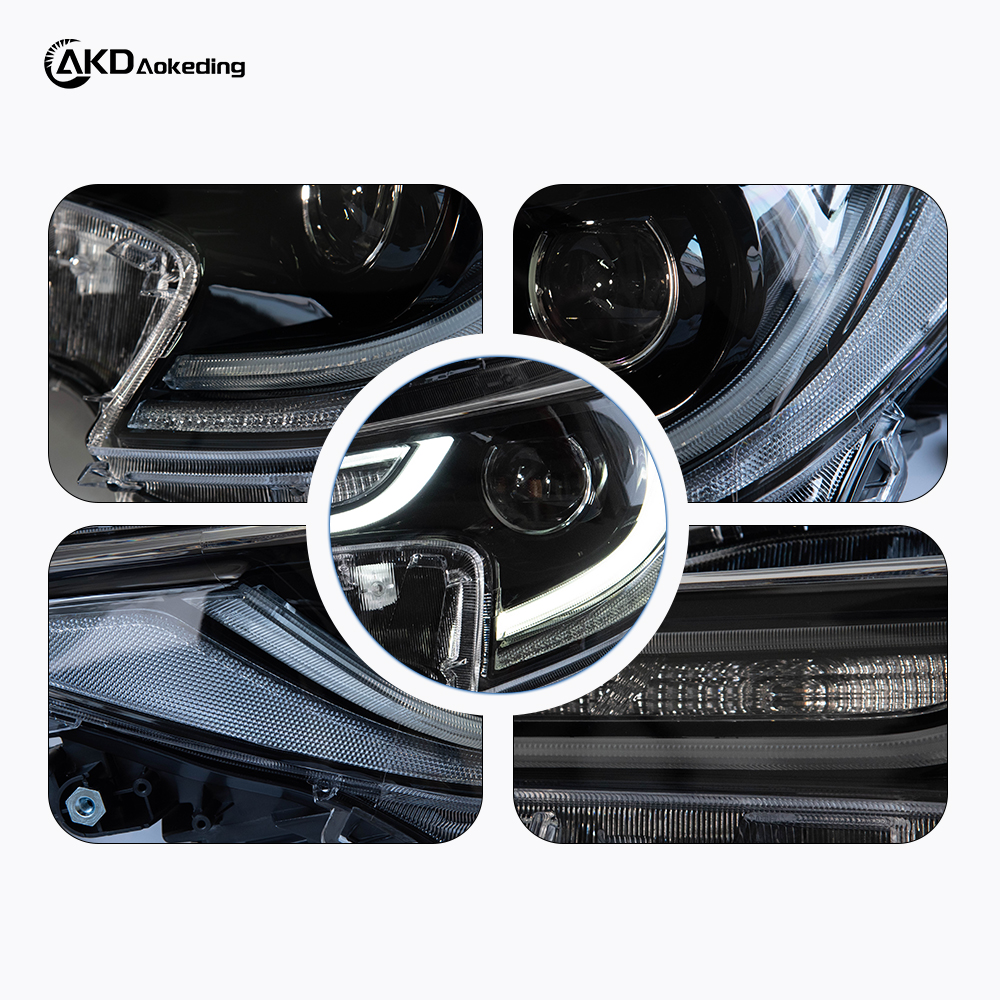 AKD headlight assembly upgrade for 2019-2022 Toyota Corolla, featuring LED lenses, daytime running lights, and sequential turn signals.