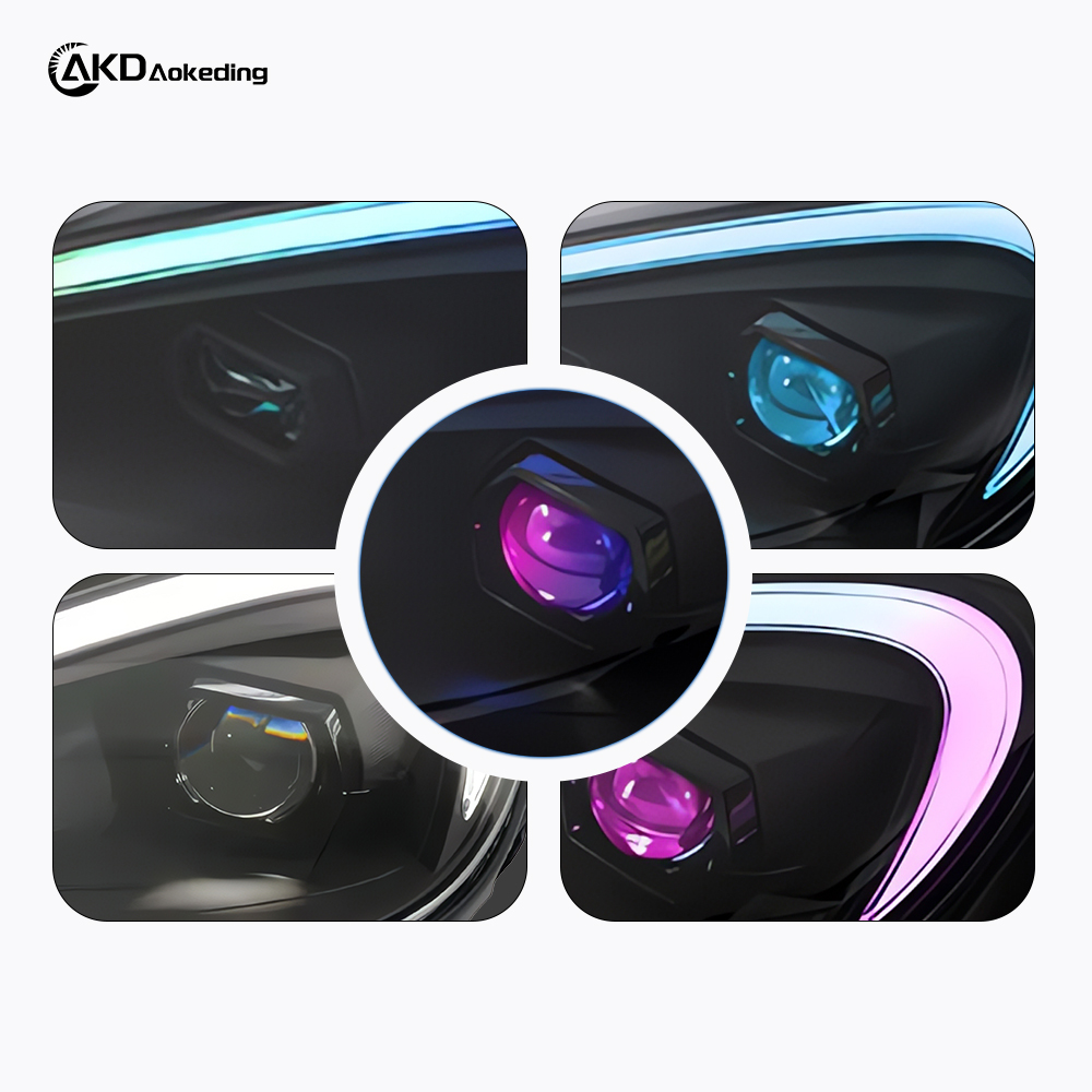 AKD headlight assembly for 2005-2013 Chevrolet Corvettes, C6 retrofit with RGB LED daytime running lights.