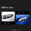AKD headlight assembly for 2016-2023 Mercedes-Benz E-Class W213 models, modified with Maybach-style LED projector headlights and daytime running lights.