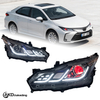 AKD headlight assembly upgrade for 2019-2022 Toyota Corolla, featuring LED lenses, daytime running lights, and sequential turn signals.