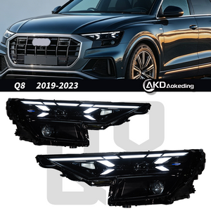 AKD headlight assembly upgrade for 2019-2023 Audi Q8 models with LED laser matrix scanning lenses and flowing turn signals.