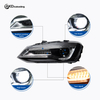 AKD is suitable for retrofitting 2011-2018 Volkswagen POLO "Devil Eye" headlight assemblies with LED lenses, daytime running lights, and sequential turn signals.