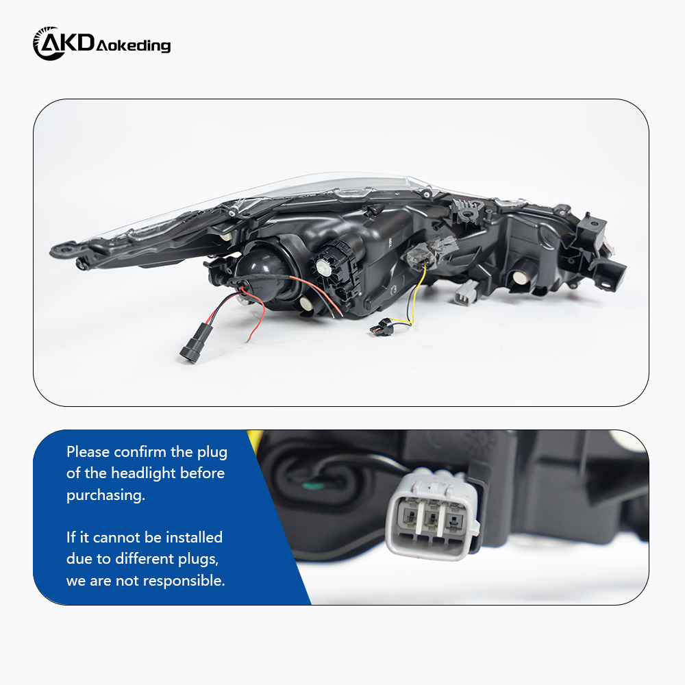 AKD headlight assembly upgrade for 2019-2022 Toyota Corolla, featuring LED lenses, daytime running lights, and sequential turn signals.