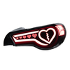 AKD taillight assembly for 2012-2020 Toyota GT86 and Subaru BRZ with heart-shaped LED sequential turn signals.