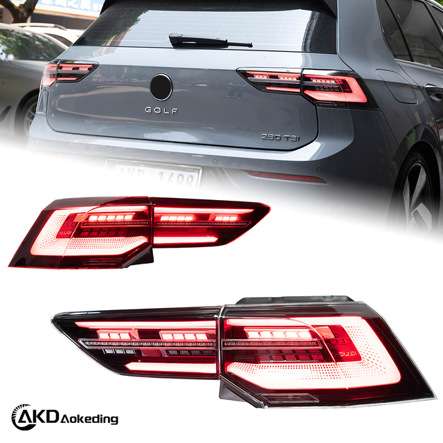 AKD Car Styling Tail Lamp for VW Golf 8 Tail Lights 2018-2021 Golf 8 LED Tail Light Golf MK8 Rear Stop DRL Brake Auto Accessories