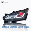 AKD headlight assembly upgrade for 2019-2022 Toyota Corolla, featuring LED lenses, daytime running lights, and sequential turn signals.