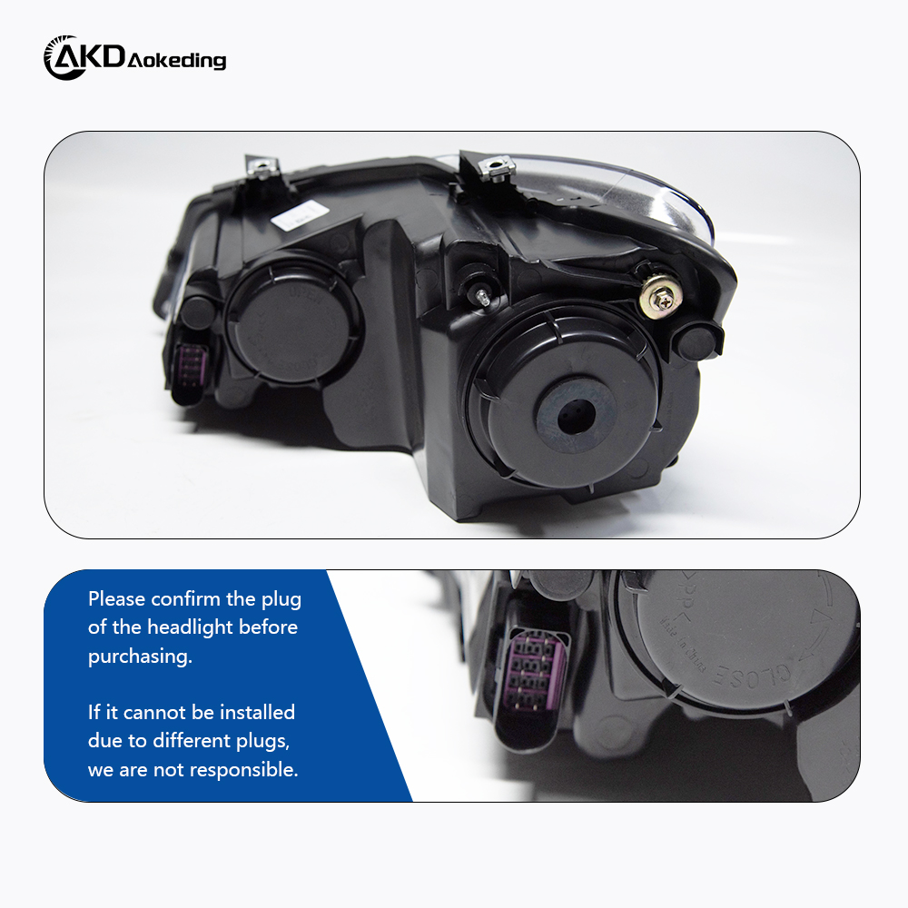 AKD is suitable for retrofitting 2011-2018 Volkswagen POLO "Devil Eye" headlight assemblies with LED lenses, daytime running lights, and sequential turn signals.