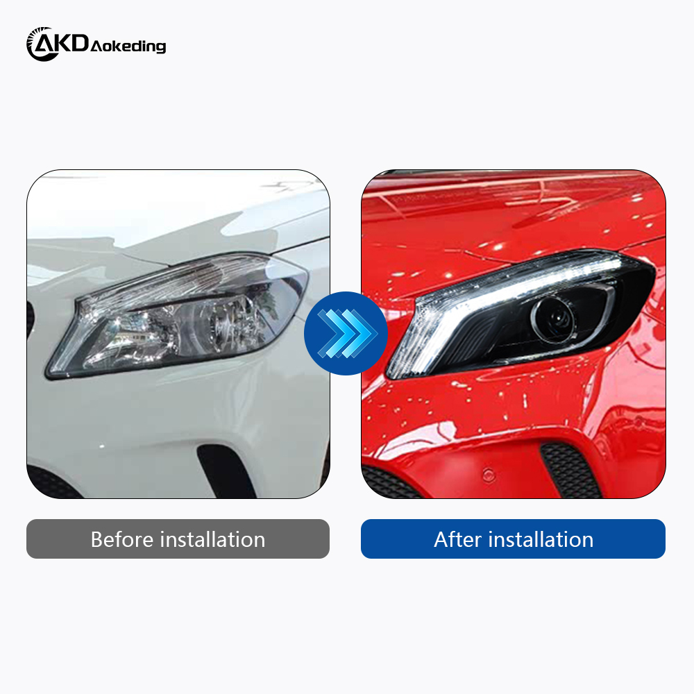 AKD is a genuine factory-fitted low-lift LED projector headlight assembly for 2012-2018 Mercedes-Benz A-Class W176 models.
