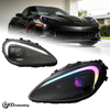 AKD headlight assembly for 2005-2013 Chevrolet Corvettes, C6 retrofit with RGB LED daytime running lights.
