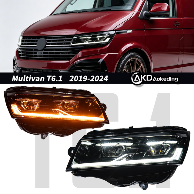 AKD is suitable for retrofitting 2019-2021 Volkswagen Multivan T6.1 with LED lens assembly, LED daytime running lights, and turn signals.