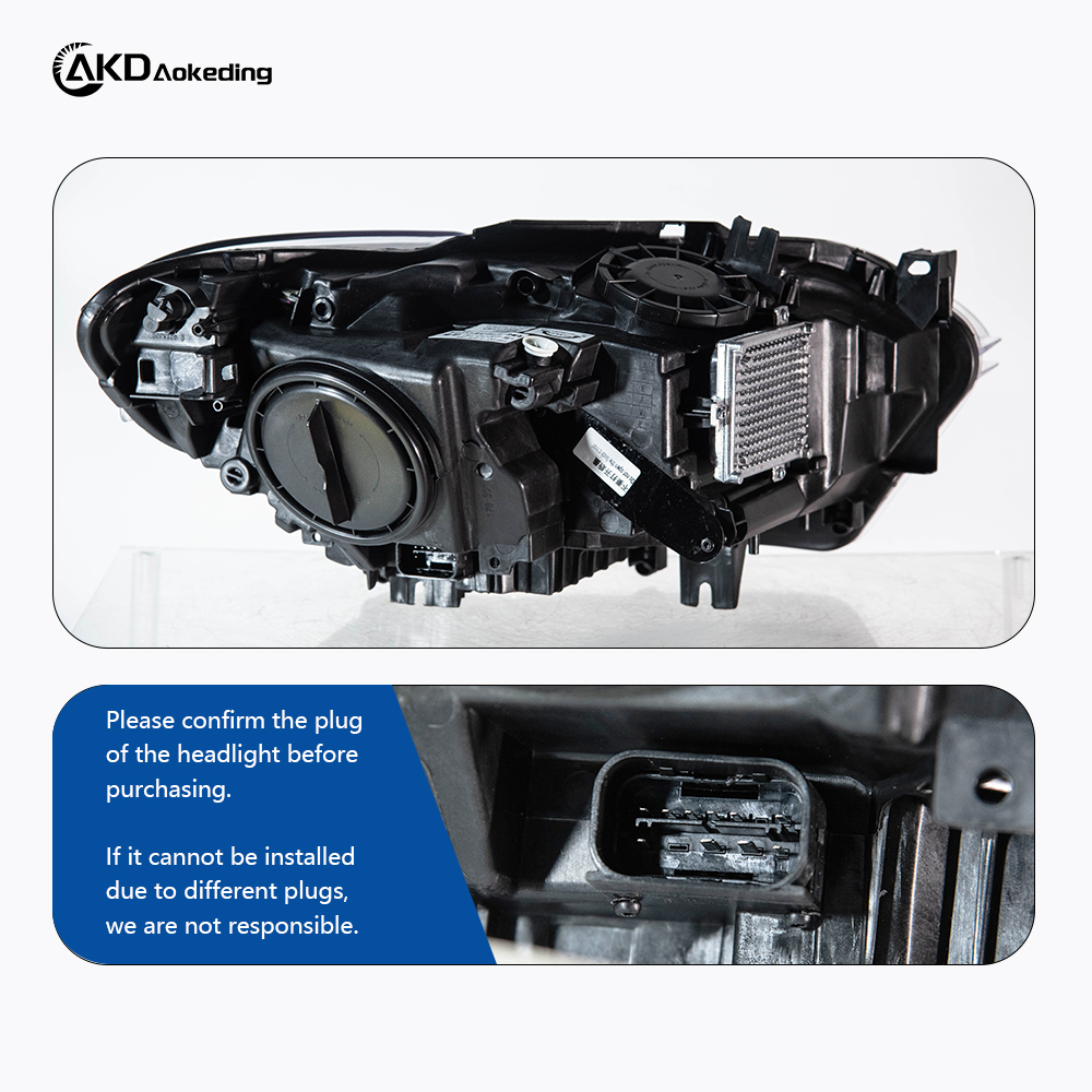 AKD Headlight Assembly Upgrade for 2012-2014 BMW 1 Series F20 Models: LED Laser Sequential Turn Signals, Daytime Running Lights, And Bi-xenon Projector Lenses.