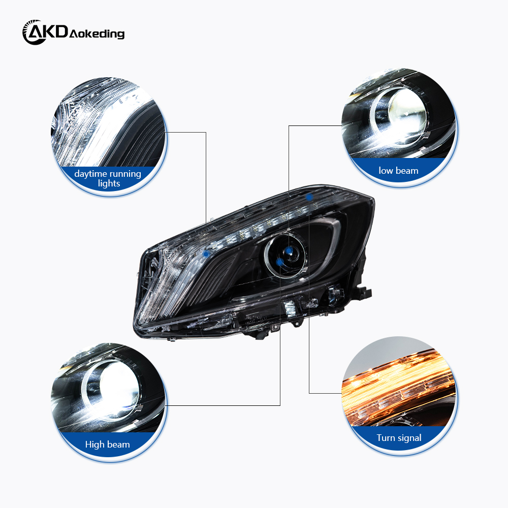 AKD is a genuine factory-fitted low-lift LED projector headlight assembly for 2012-2018 Mercedes-Benz A-Class W176 models.