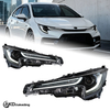 AKD headlight assembly upgrade for 2019-2022 Toyota Corolla, featuring LED lenses, daytime running lights, and sequential turn signals.