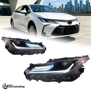 AKD headlight assembly upgrade for 2019-2022 Toyota Corolla, featuring LED lenses, daytime running lights, and sequential turn signals.