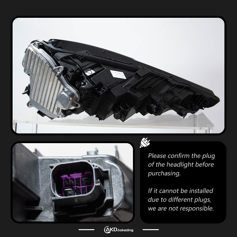 AKD headlight assembly upgrade for 2019-2023 Audi Q8 models with LED laser matrix scanning lenses and flowing turn signals.
