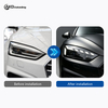 AKD headlight assembly modification for 2017-2020 Audi A5 models, featuring RS-style LED daytime running lights, dynamic turn signals, and laser headlights.