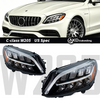 AKD headlight assembly with LED daytime running lights and turn signals for 2014-2021 Mercedes-Benz C-Class W205 models.
