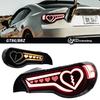 AKD taillight assembly for 2012-2020 Toyota GT86 and Subaru BRZ with heart-shaped LED sequential turn signals.